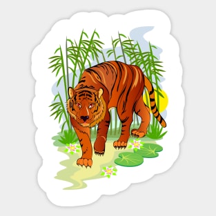 Tiger in fairyland jungle Sticker